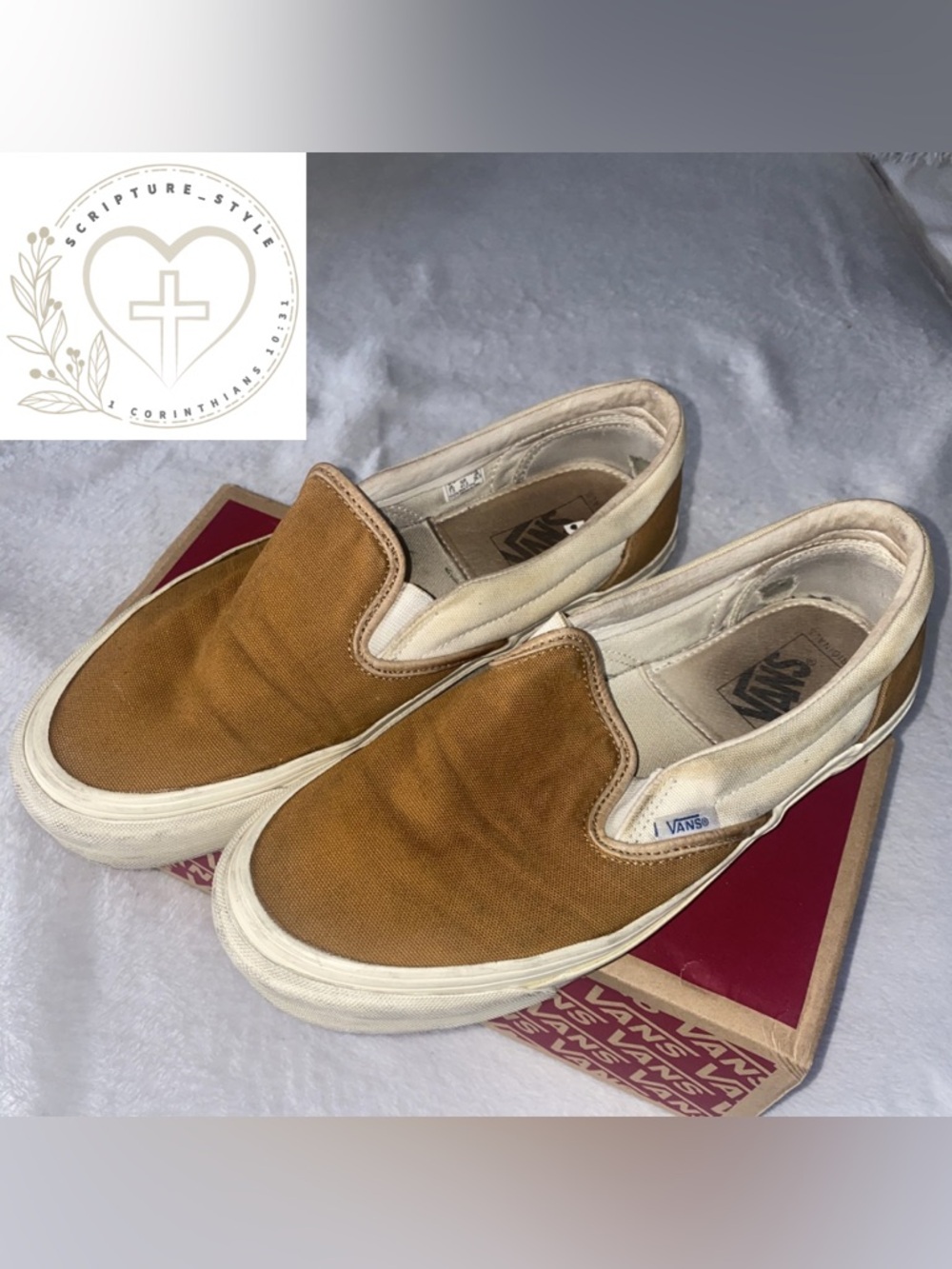 Vans Classic Slip-On in Rust Brown with Cream Trim